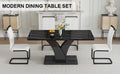 Table And Chair Set, Modern Dining Table, Black Tabletop And Black Mdf Leg Table, Soft And Comfortable Dining Chair, Perfect For Dinner, Meetings, Home And Office Decor Black Mdf