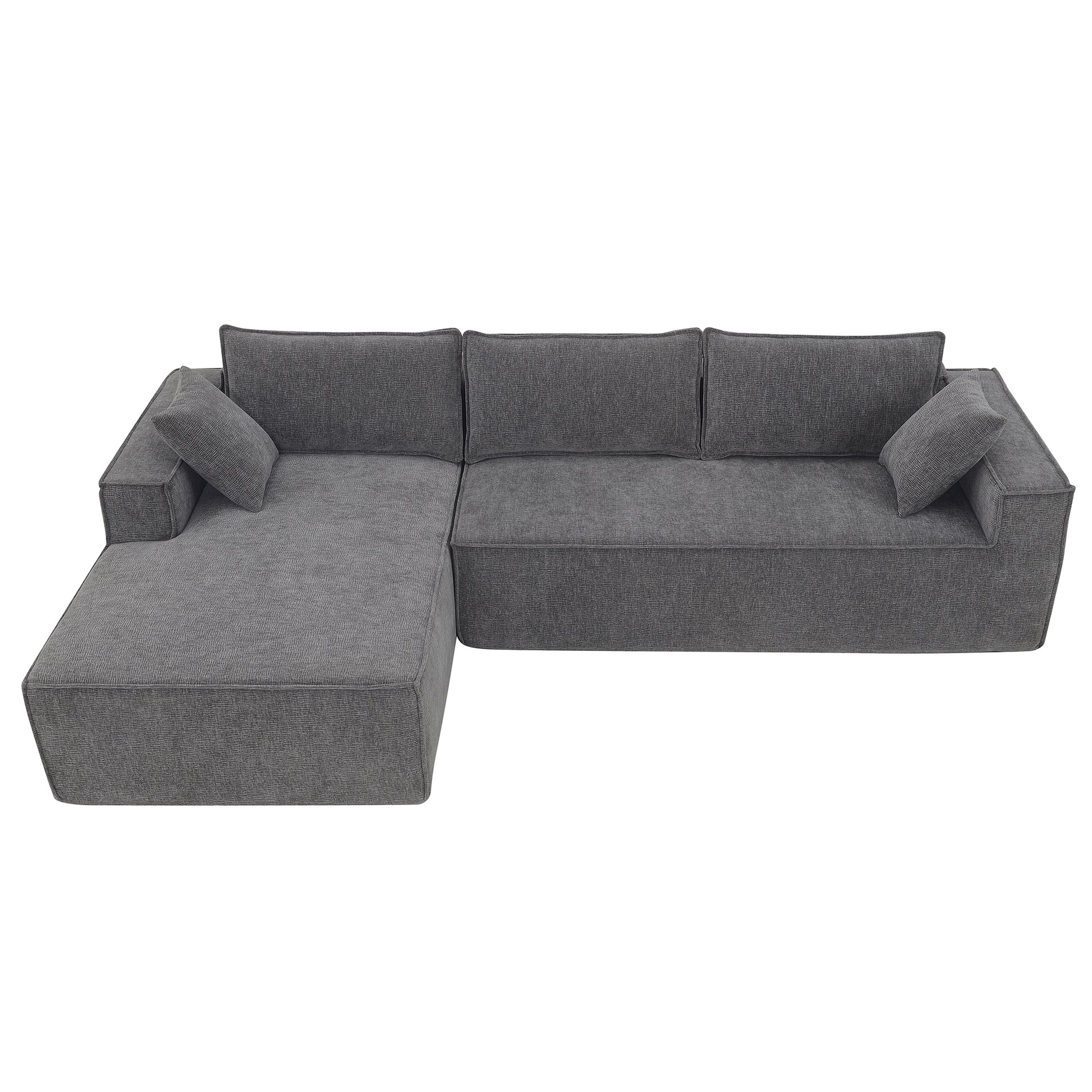 111.5*72"Minimalist Style Modular Sectional Sofa,Wrinkle Resistant Chenille Couch Set,L Shaped Sleeper Sofa Bed For Living Room,2 Pic Free Combination,No Assembly Require,3 Colors Gray Chenille 4 Seat