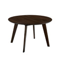 Round Wooden Dining Table With Fin Style Leg Support, Walnut Brown Brown Solid Wood