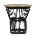 Side Table Natural Black Wood Metal