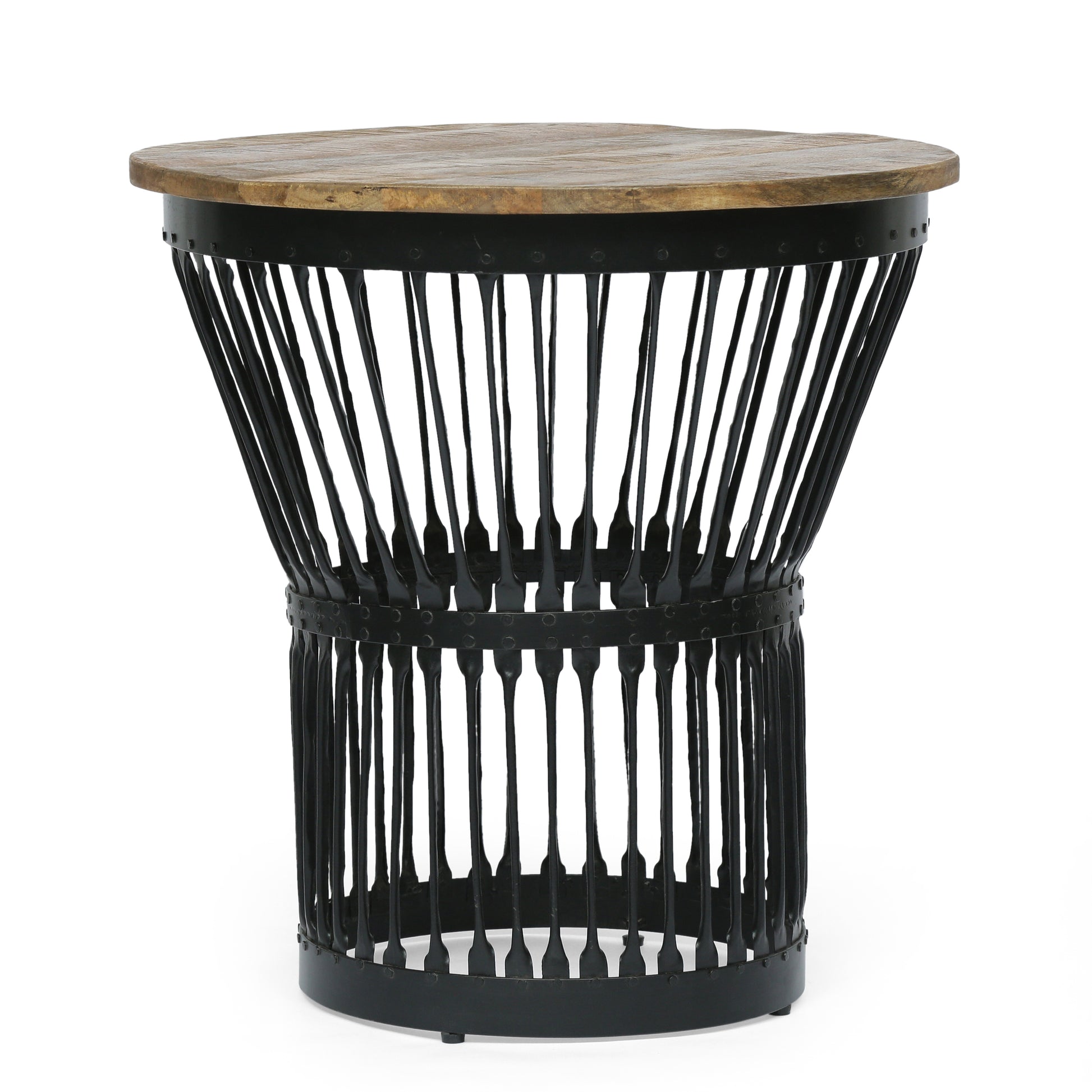 Side Table Natural Black Wood Metal