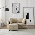 Space Saving Small Sectional Sofa With Ottoman, 2 Seater Sofa With 1 Ottoman, All Seats And Ottomans With Storage Function Beige Beige Fabric 2 Seat