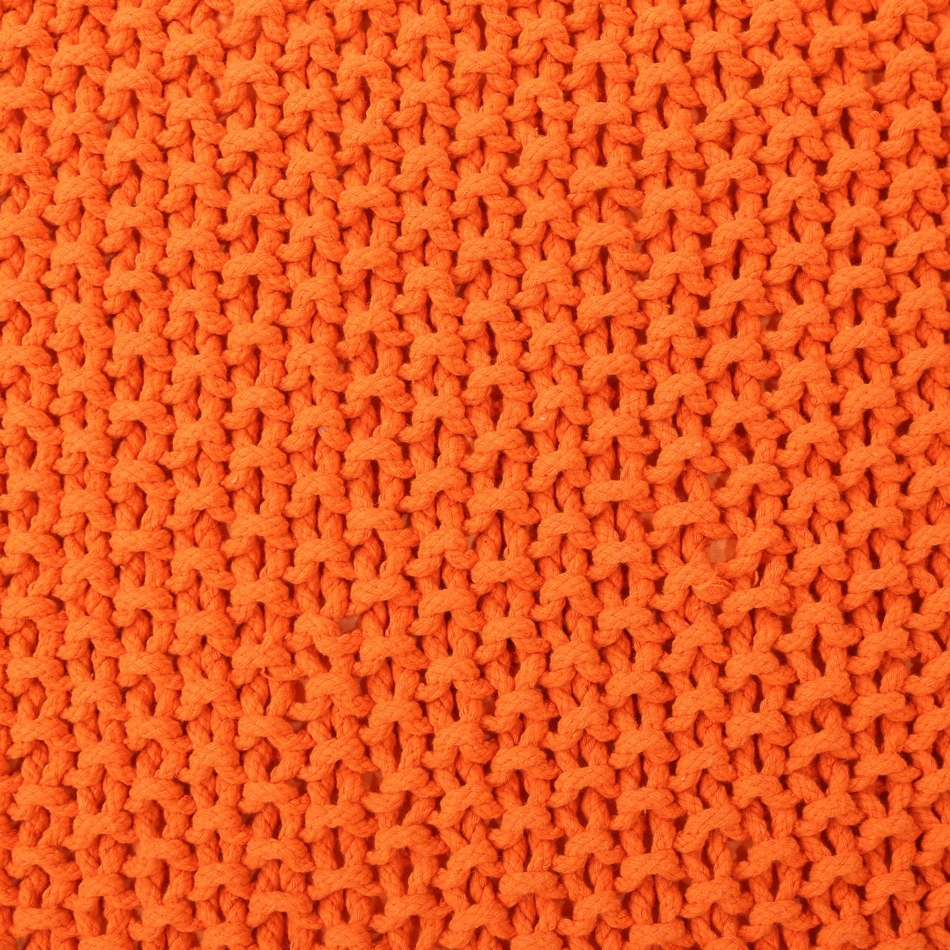 Hollis Knitted Cotton Pouf Cube 20 X 20 X 16 Pouf Orange Cotton