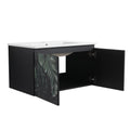 30'' Floating Wall Mounted Bathroom Vanity With Ceramics Sink & Soft Close Cabinet Door, Kd Package Black Bathroom Modern Plywood