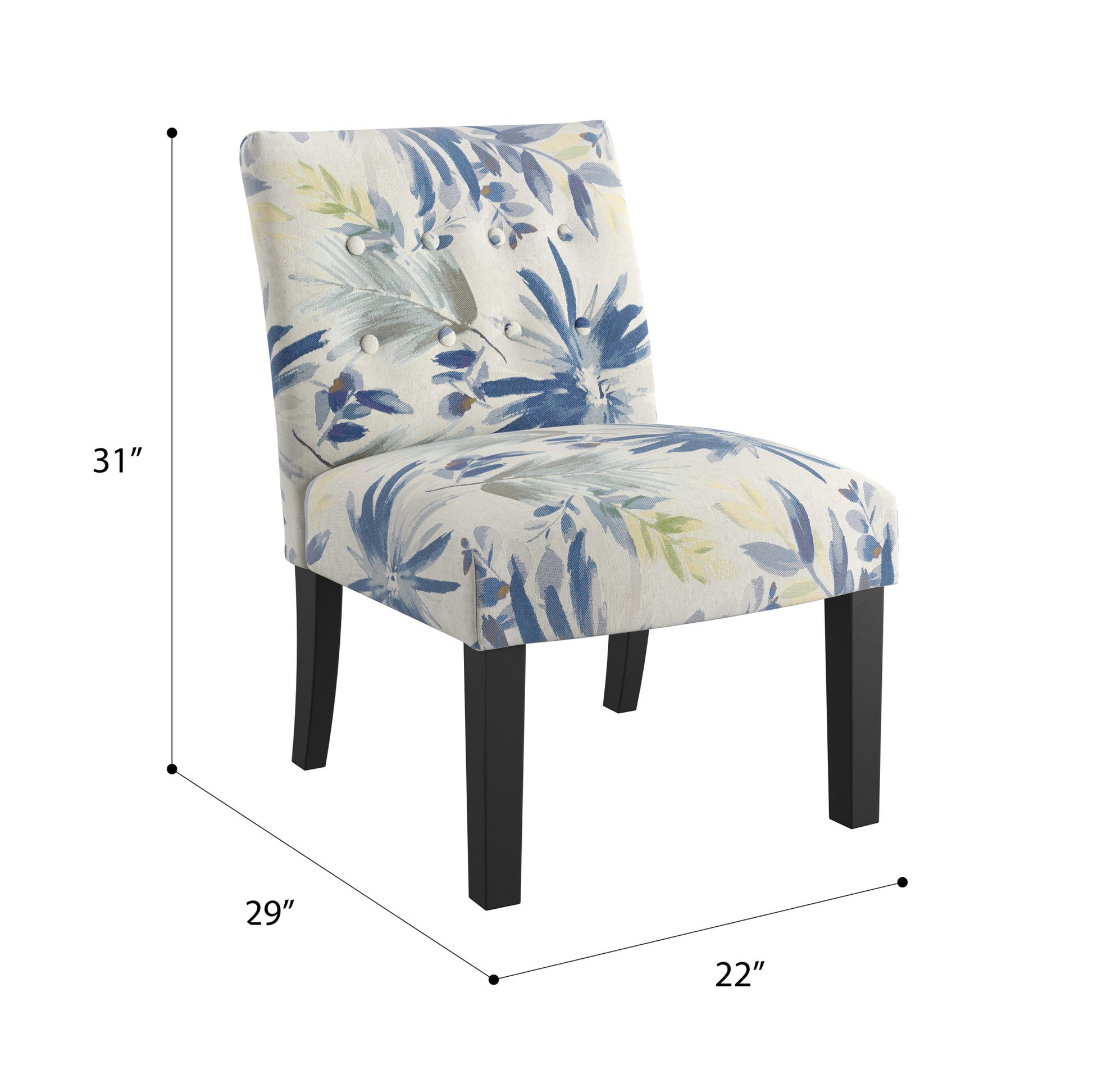 Verma Blue Floral Accent Chair Blue Foam Engineered Wood