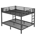 Metal Queen Over Queen Bunk Bed For Teens And Adults,Space Saving Noise Reduced No Box Spring Needed, Black Box Spring Not Required Queen Black Metal