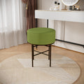 2 Pcs Round Cushioned Vanity Stool, Linen Upholstered Vanity Stool For Makeup Room, Modern Soft Stool For Bar And Dining, Ottoman Footrest Stool With Metal Legs For Living Room, Bedroom Matcha Green Matcha Green Vanity Stools Bedroom Round Modern