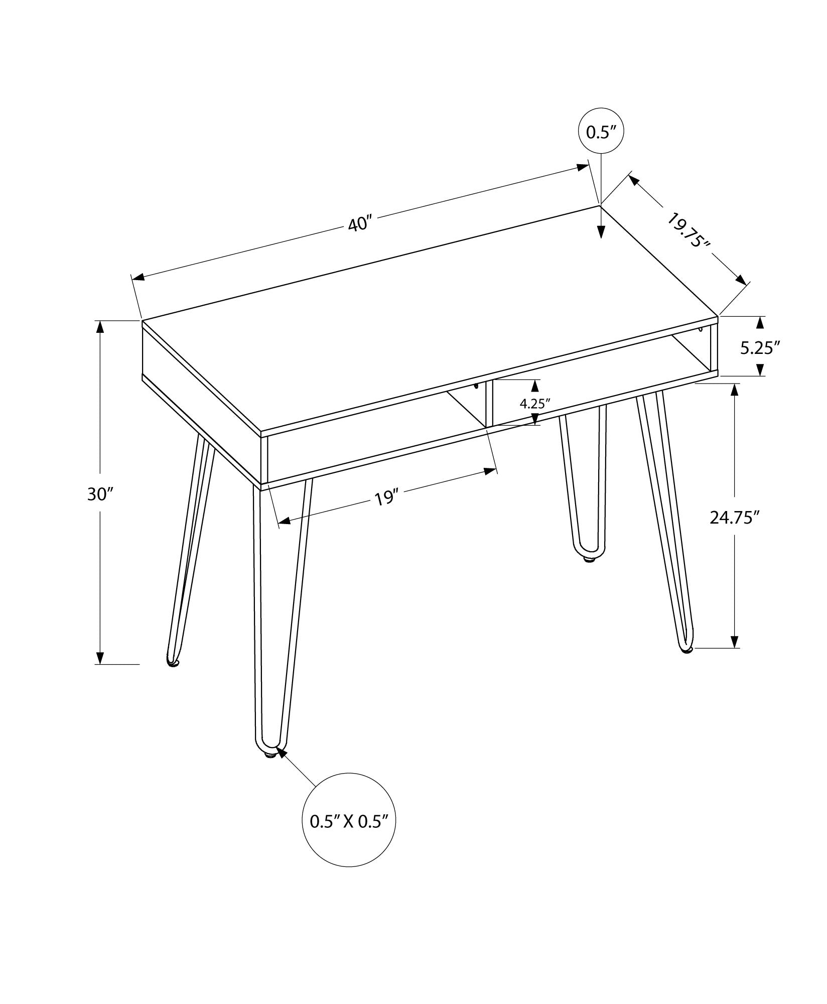 Computer Desk, Home Office, Laptop, Left, Right Set Up, Storage Drawers, 40"L, Work, Grey Laminate, Black Metal, Contemporary, Modern Grey Particle Board