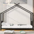 Twin Size Metal House Platform Bed, Black Box Spring Not Required Twin Black Metal Bedroom Bed Frame Metal