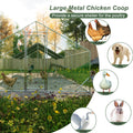 Large Metal Chicken Coop, Walk In Chicken Run,Galvanized Wire Poultry Chicken Hen Pen Cage, Rabbits Duck Cages With Waterproof And Anti Ultraviolet Cover For Outside 10' L X 26' W X 6.56' H Gray Metal