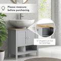 Kleankin Pedestal Sink Storage Cabinet, Under Sink Cabinet, Bathroom Vanity Cabinet With Adjustable Shelf And Open Bottom Shelf, Gray Grey Mdf