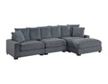 Living Room Furniture 1Pc Ottoman Dark Gray Corduroy Soft Cushion Cocktail Ottoman Wood Legs Dark Gray Primary Living Space Grey Contemporary,Modern Rectangle Corduroy