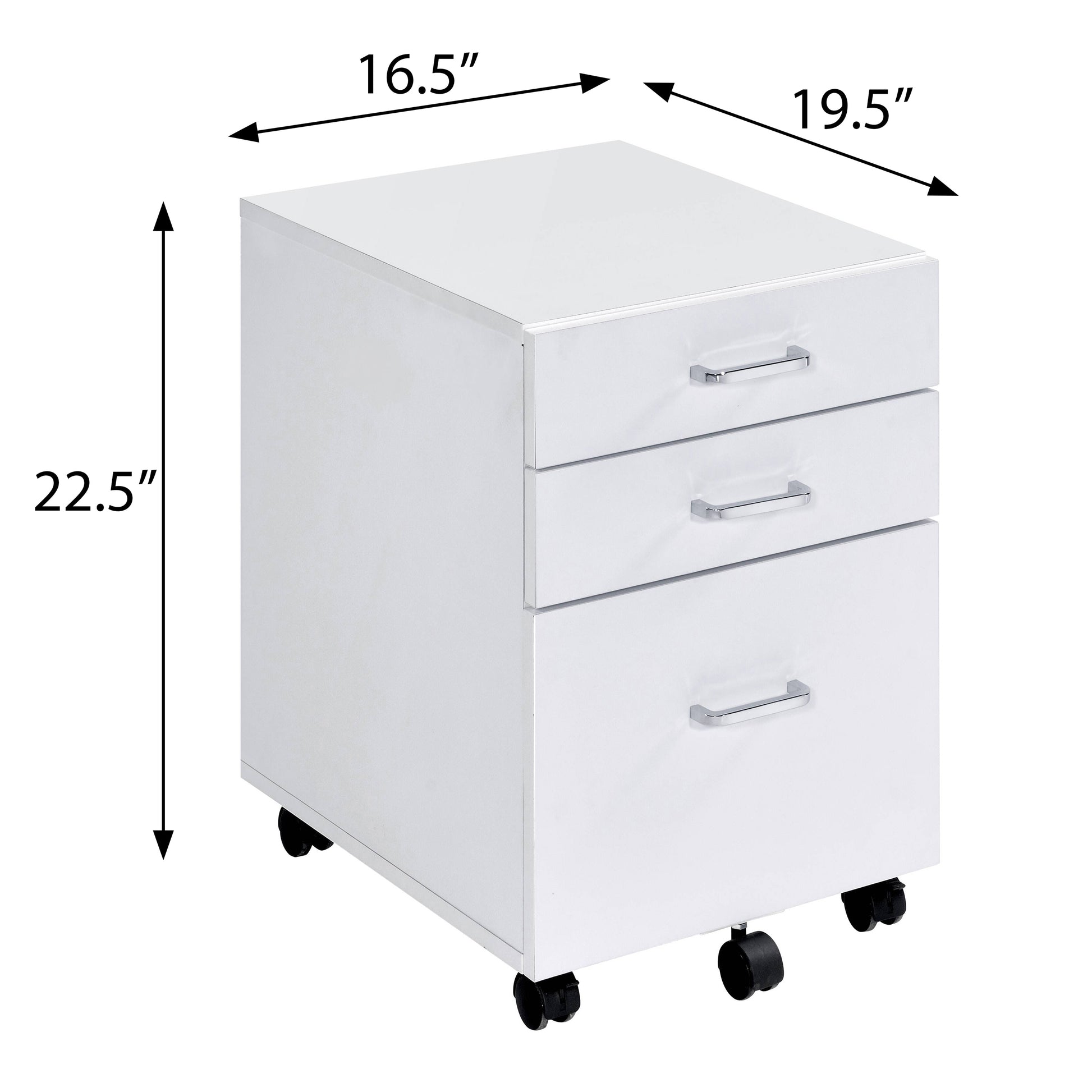 White And Chrome 3 Drawer Rectangular File Cabinet Filing Cabinets 3 4 Drawers White Office Drawers Included Modern Wood Metal