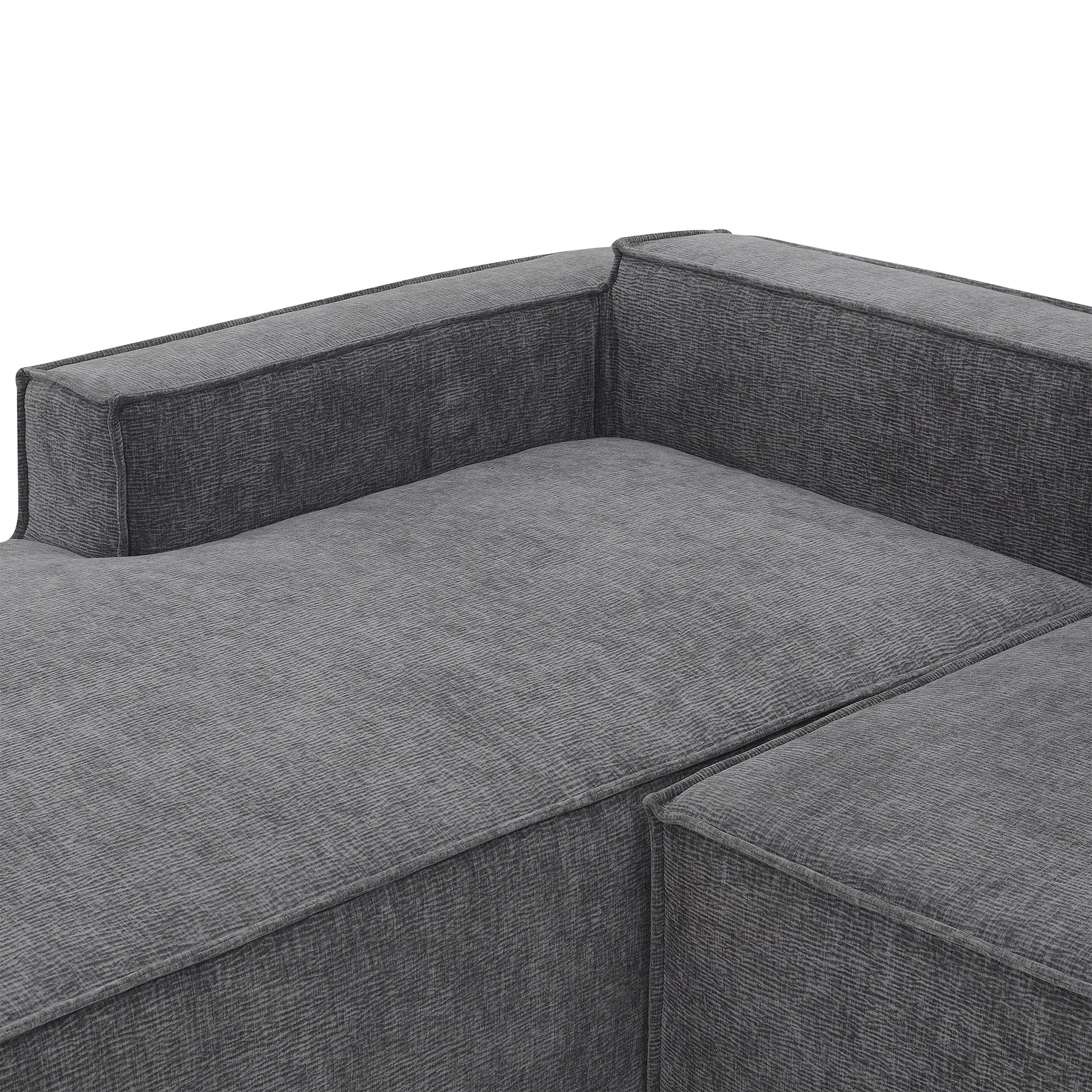 111.5*72"Minimalist Style Modular Sectional Sofa,Wrinkle Resistant Chenille Couch Set,L Shaped Sleeper Sofa Bed For Living Room,2 Pic Free Combination,No Assembly Require,3 Colors Gray Chenille 4 Seat