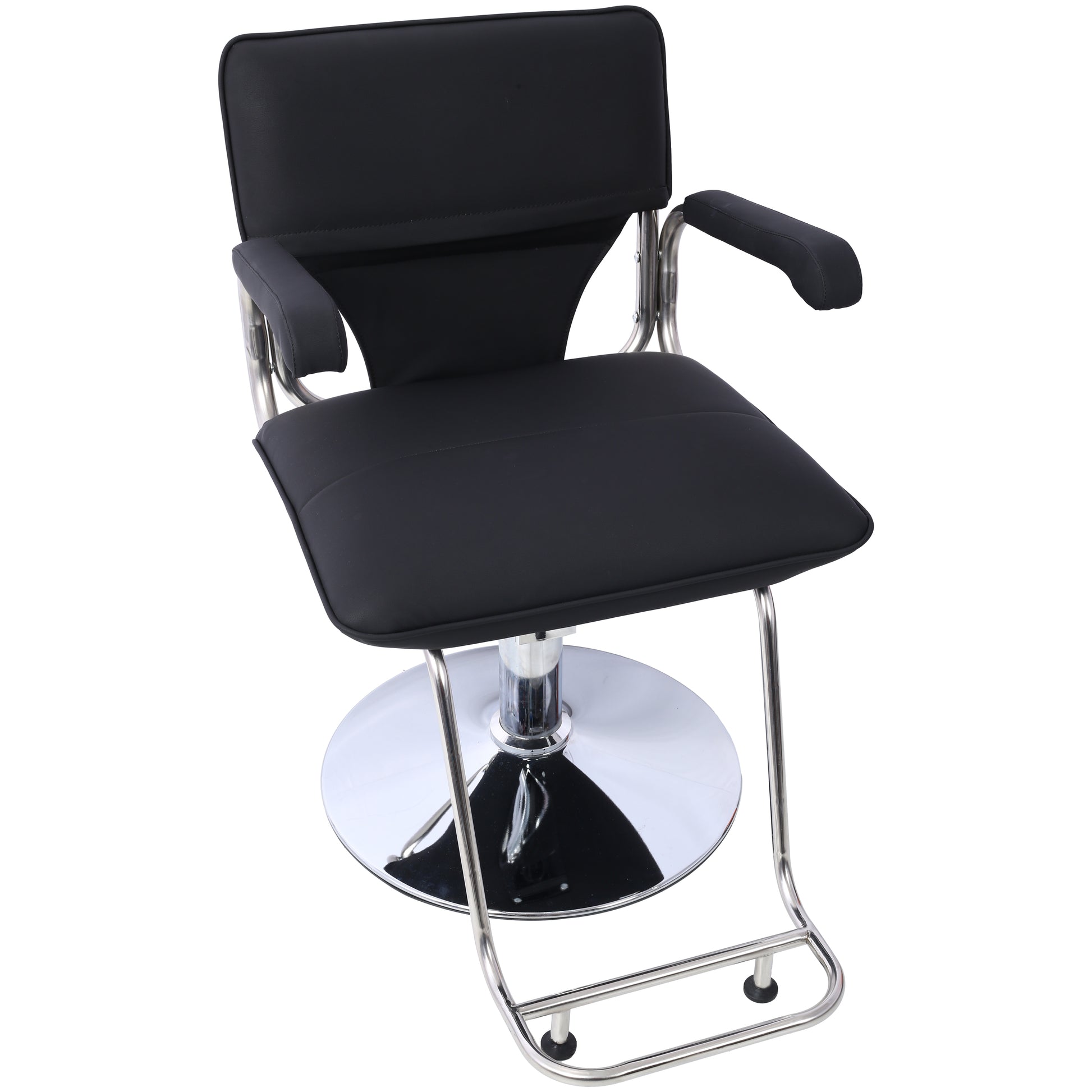 Stainless Steel Frame,Fashion Style Hair Salon Chair Styling Heavy Duty Hydraulic Pump Barber Chair Beauty Shampoo Barbering Chair For Hair Stylist Women Man,With Barber Cape Black Black Pu