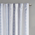Poly Printed Curtain Panel With Tufted Stripe And Lining White Navy 50X84