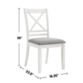 Set Of 2 Light Gray Upholstered Dining Chairs, White Solid Light Gray,White Dining Room Dining Chairs Cross Back Set Of 2 Mdf,Polyester