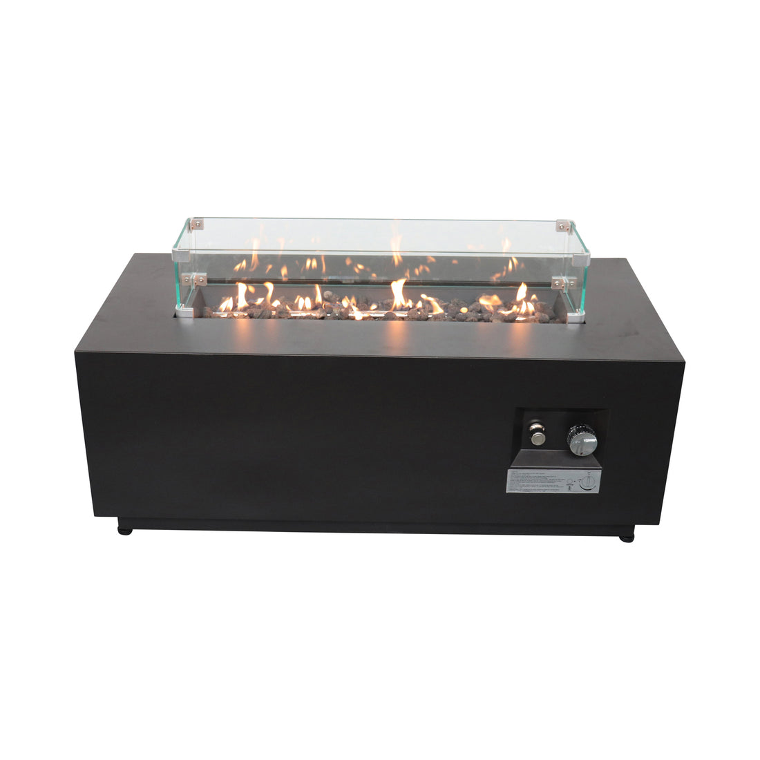 16" H X 42" W Steel Outdoor Fire Pit Table With Lid Black Garden & Outdoor Modern Stone Steel