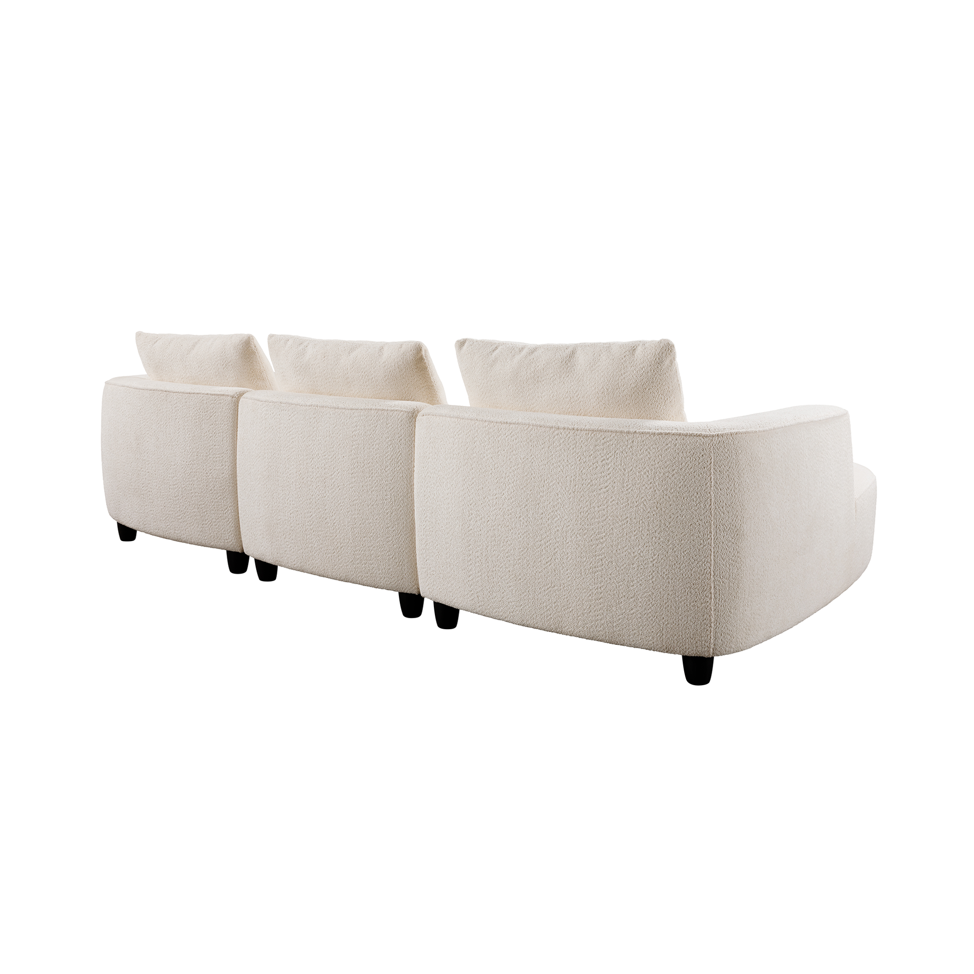 Wks14W Mid Century Modern Sofa Three Seater Sofa With Upholstered Footstool Living Room, Bedroom, Beige Footstool White Fabric 3 Seat