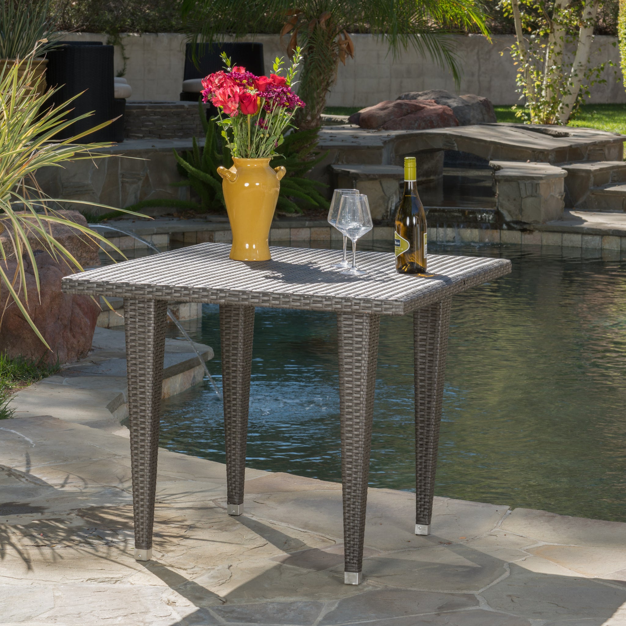 Dominica 35Inch Sq Table Pvc Grey Iron