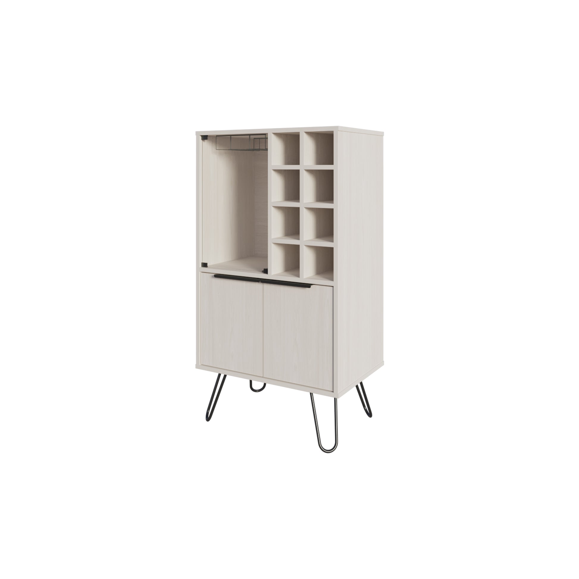 Fairfax Bar Cabinet In Melamine With Glass Rack And Wine Storage,White 5 Or More Spaces White Modern Particle Board Melamine