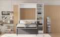 Twin Size Murphy Bed Wall Bed With Sofa,With Shelves,White Twin White Plywood