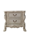 Bone White 2 Drawer Nightstand White 2 Drawers Bedroom Rectangle Felt Lined Drawers White Wood