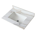 31 Inch Marble Vanity Top, Bathroom Vanity Top With Undermount Rectangular Middle Sink And 4