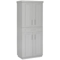 Homcom Modern Kitchen Pantry Freestanding Cabinet Cupboard With Doors And Drawer, Adjustable Shelving, Grey Grey Particle Board