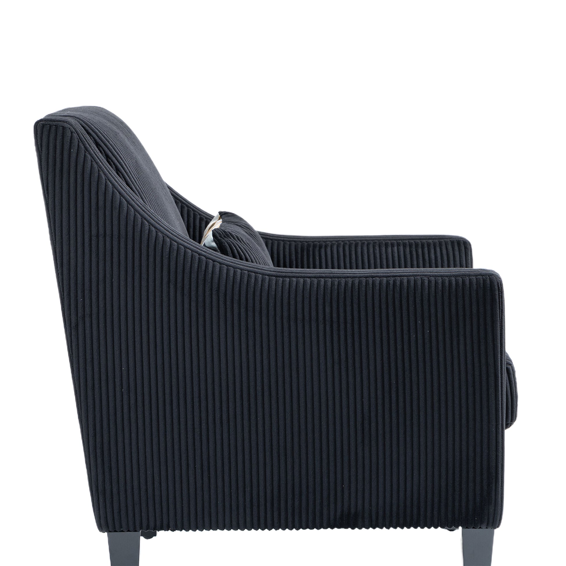 Coolmore Modern Accent Chair,Upholstered Armchair With Scooped Arms For Bedroom,Apartment,Studio,Office,Waiting Room Black Corduroy Black Primary Living Space Foam Corduroy