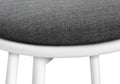 Barstool, Set Of 2, Swivel, Bar Height, White Metal, Grey Fabric, Contemporary, Modern White Foam Metal