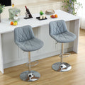 Counter Height Bar Stools Kitchen Island Barstools Adjustable Swivel Counter Stool Bar Height Island Chairs With Back,Set Of 2,Gray Gray Dining Room Modern Bar Stools Set Of 2 Foam Pu Leather