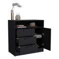 Omaha Dresser Multi Storage Compact Unit With Spacious 3 Drawers And Cabinet Black Primary Living Space Modern Particle Board