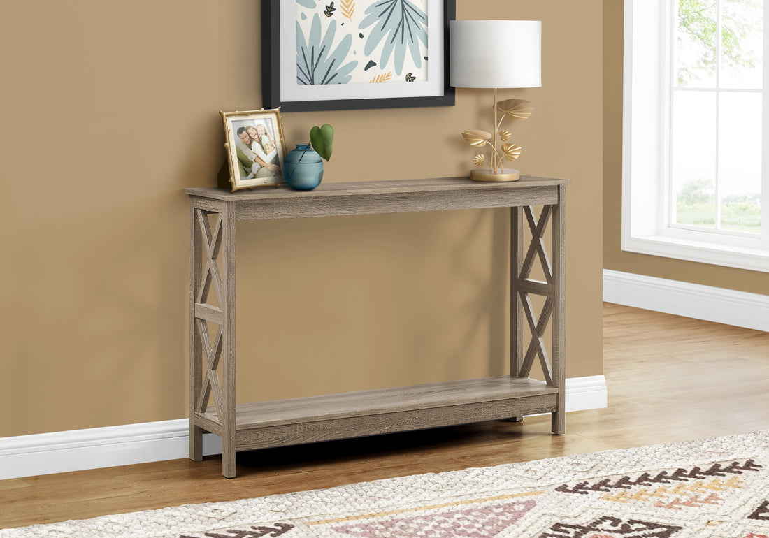 Accent Table, Console, Entryway, Narrow, Sofa, Living Room, Bedroom, Brown Laminate, Contemporary, Modern Taupe Particle Board