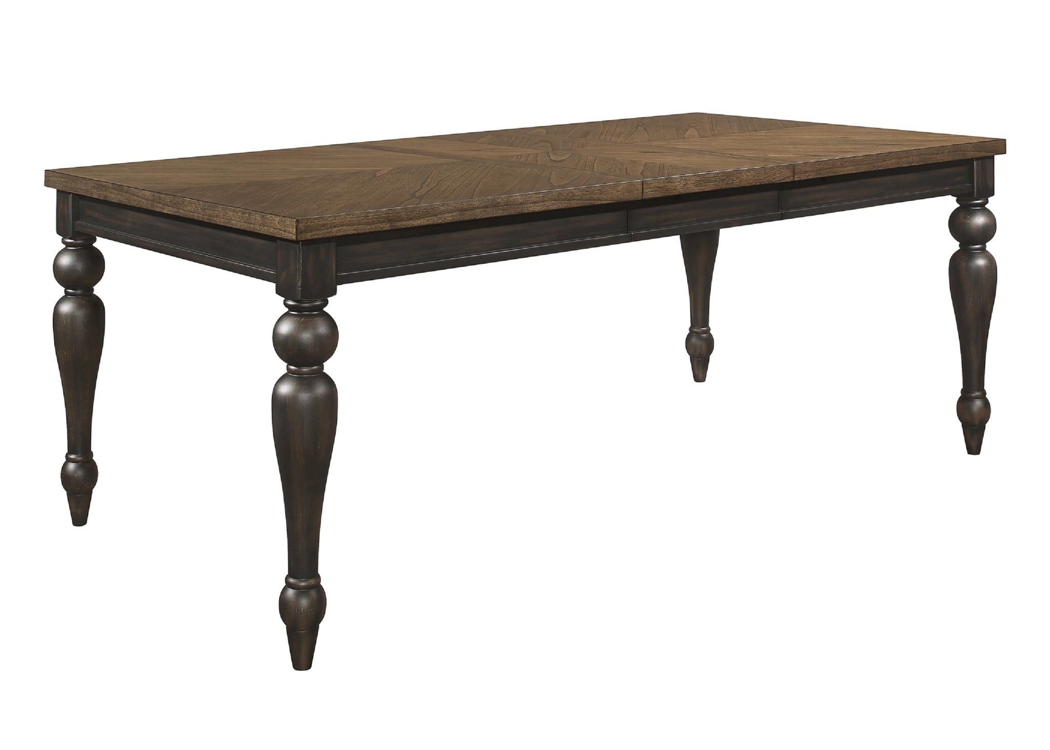 Traditional 1Pc Dining Table Two Tone Finish Gray Brown Finish 18" Extension Leaf Beautiful Carved Legs Vintage Dining Room Furniture Brown Gray Dining Room Traditional Wood