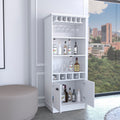 Dundee 70 Inch High 10 Glass Bar Cabinet With 5 Cubbies And 3 Open Shelves And Cabinet White White Modern Particle Board