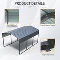 Outdoor Carport, 10 X 15 Ft Carport, Heavy Duty Carport Canopy With Galvanized Steel Roof And Frame, Metal Carport Large Garage For Driveway Car, Truck Charcoal Metal