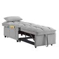 4 In1 Multi Function Single Sofa Bed With Storage Pockets,Tufted Single Pull Out Sofa Bed With Adjustable Backrest And Pillows ,Convertible Chaise Lounge,Gray Gray Velvet Metal Primary Living Space American Design Armless Foam Velvet 1 Seat