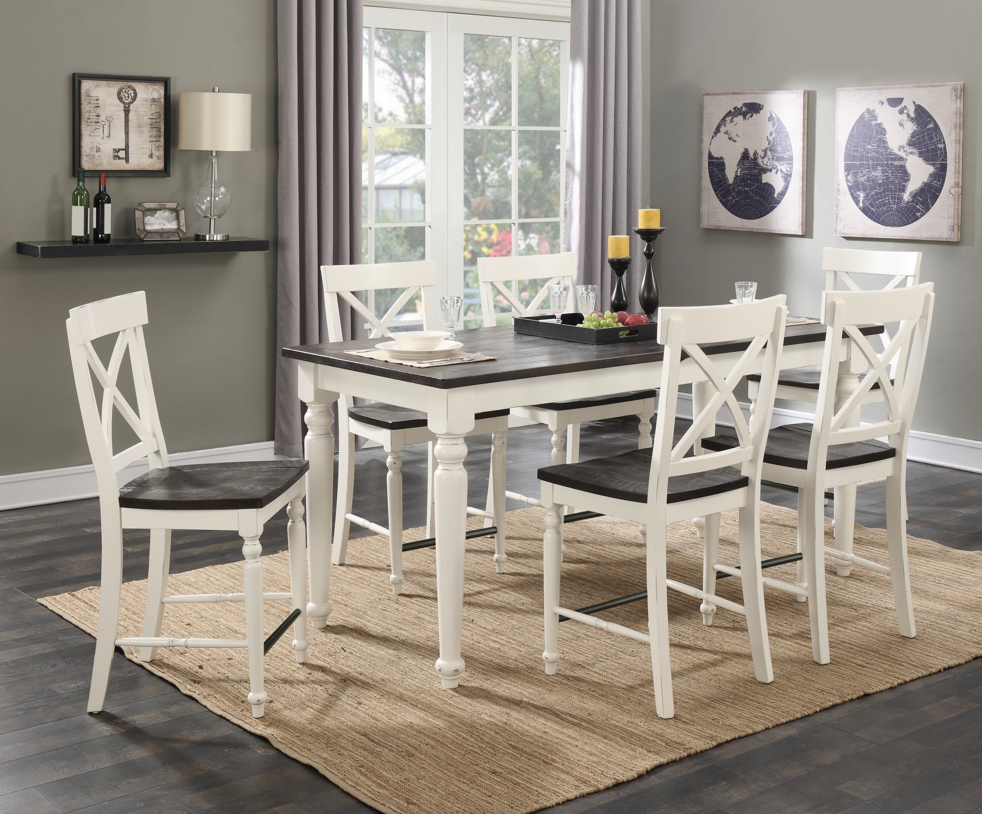 Mountina Brown And White Gathering Dining Table With Leaf Brown White Solid Wood