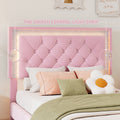 Twin Size Upholstered Bed Frame With Led Lights,Modern Velvet Platform Bed With Tufted Headboard,Pink Twin Pink Velvet