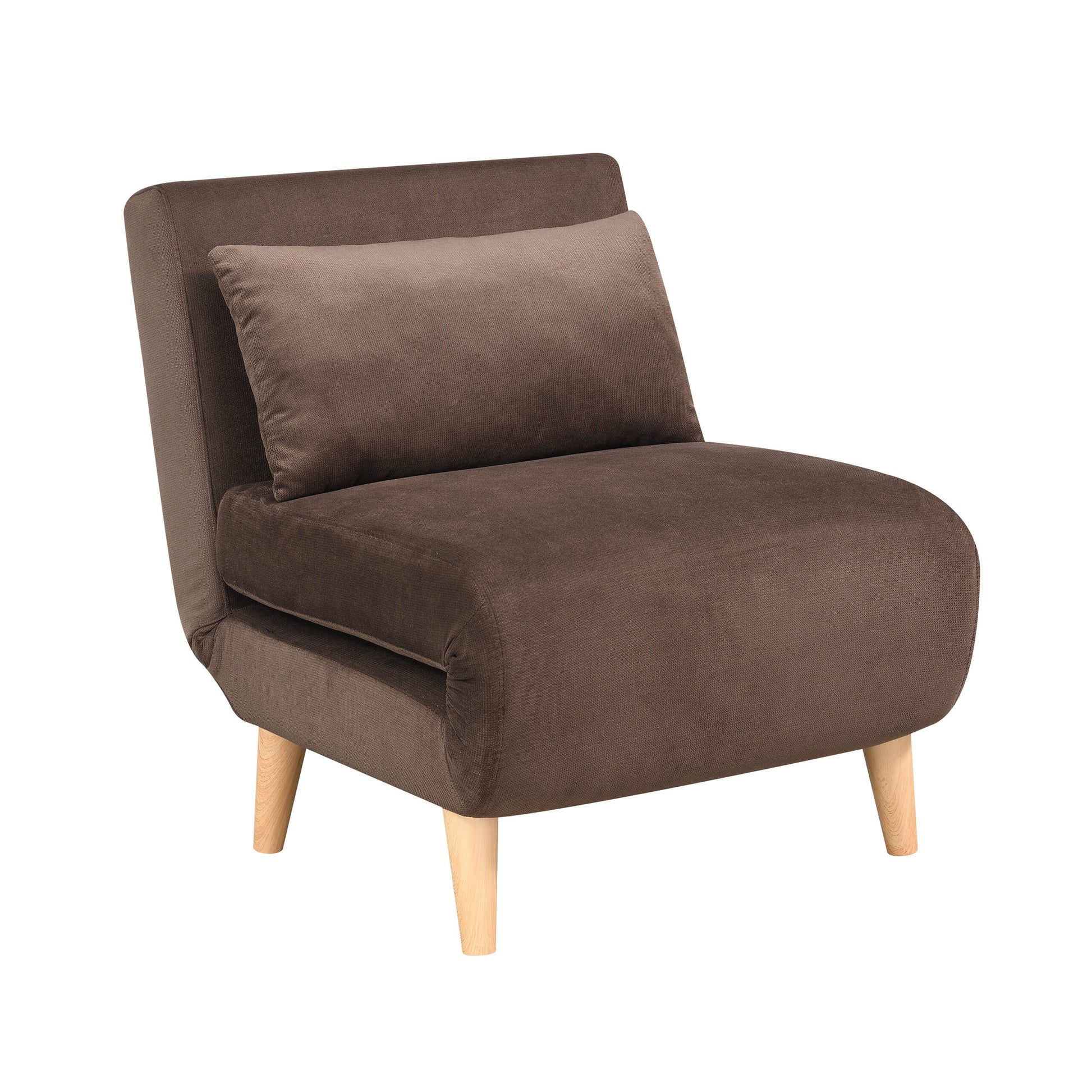 1Pc Sofa Futon Convertible Sleeper Modern Sleek Active Reclining Chair Chaise Sleeper Day Bed Stylish Contemporary Accent Chair Brown Brown Contemporary,Modern Wood