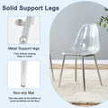 Table And Chair Set.A Modern Minimalist Round Dining Table With Transparent Tempered Glass Top And Silver Metal Legs,Paired With 6 Multiple Transparent High Quality Pet Dining Chairs With Silver Legs. Silver,Transparent Seats 6 Glass Metal