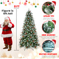 8Ft Pe Pvc Spray White Christmas Tree With 2850 Pe&Pvc Mixed Branch Tips, Hinged Premium Fake Xmas Trees, Hinged Branch & Foldable Base, Green Green Polyethylene