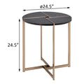 Black And Champagne Round End Table Black Primary Living Space Rectangular Wood Metal Sled