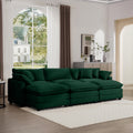 Oversized Modular Cushion Sofa, Portable Ottoman, L Shaped Corner Low Back Deep Seating Spacious Sofa Setfor Home Apartment Living Room Set, Green Corduroy Green Corduroy 3 Seat