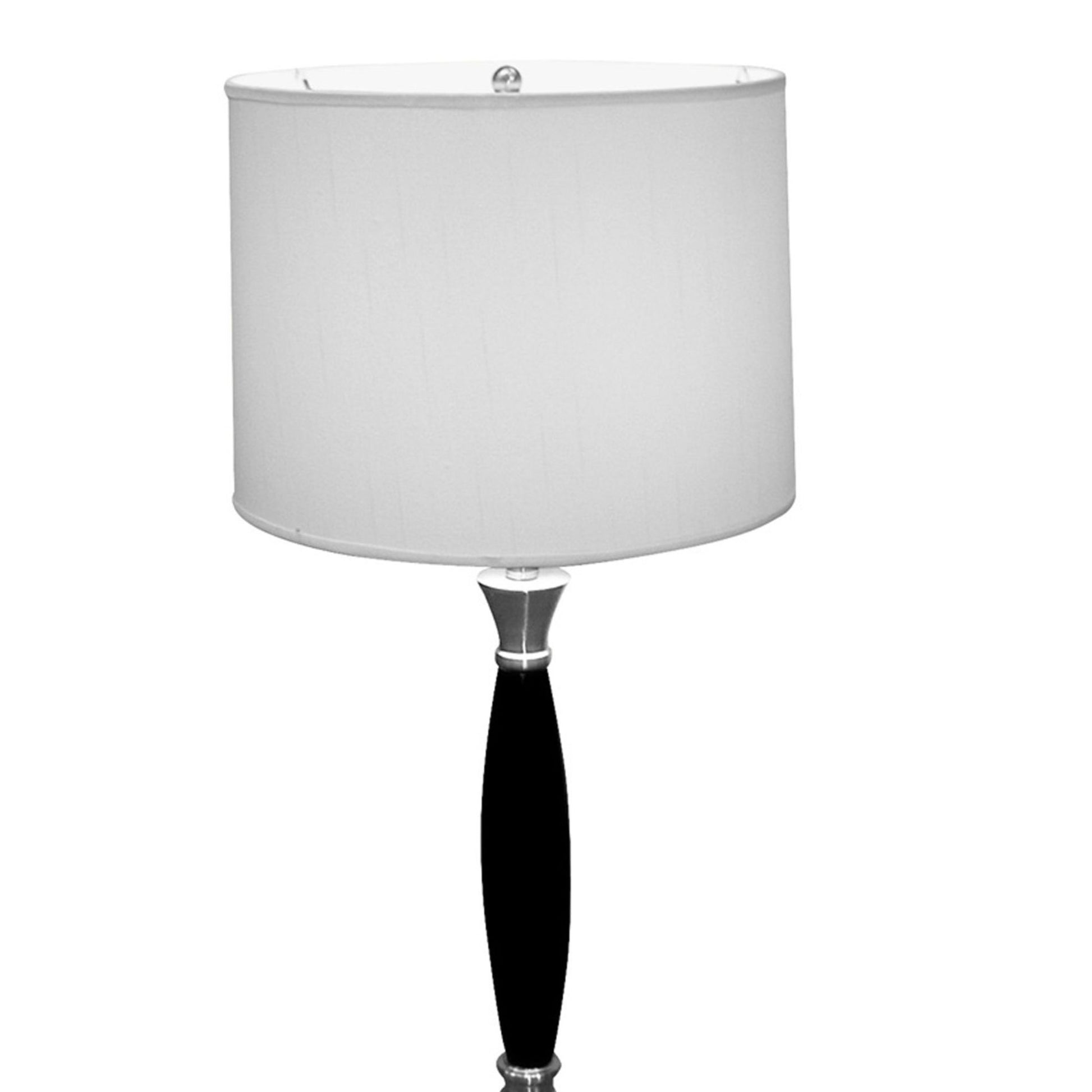 30" Tall Wood And Chrome Table Lamp, White Linen Shade Multicolor Wood