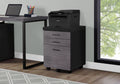 File Cabinet, Rolling Mobile, Storage Drawers, Printer Stand, Office, Work, Black And Grey Laminate, Contemporary, Modern Black Particle Board