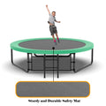 10Ft Pumpkin Trampoline, Outdoor Trampoline With Basketball Hoop, Enclosure Net And Ladder Green Steel