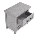 Light Gray Finish 1Pc Two Drawers Nightstand Wooden Bedroom Furniture Metal Pull Furniture Light Gray 2 Drawers Bedroom Bedside Cabinet Transitional Wood