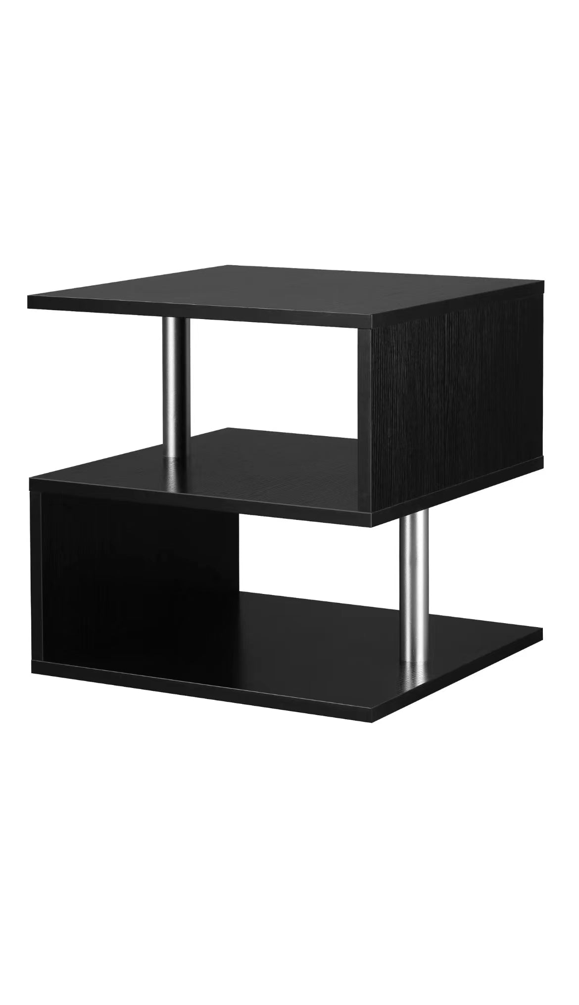 Dfw Coffee Tables For Living Room Modern Black Coffee Table With S Shaped 3 Tiers Open Storage Shelf Matte Center Sofa Tea Table For Home Office Furniture Black 19.70" Tall Black White Primary